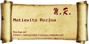 Matievits Rozina névjegykártya
